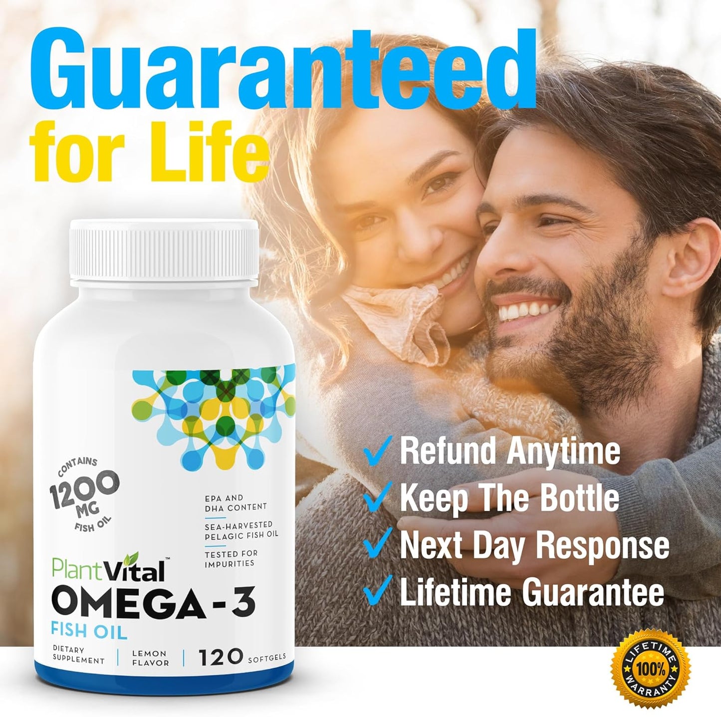 Plantvital Omega 3 - Pure Norwegian Omega 3 Fish Oil 120 Capsules