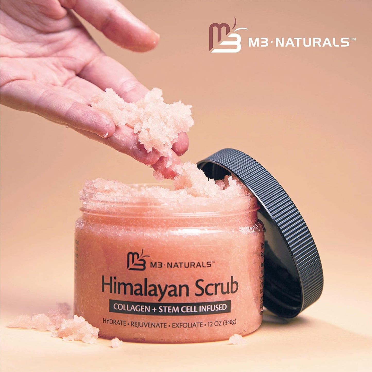 Himalayan Salt Scrub Face Foot & Body Exfoliator Infused with Collagen and Stem