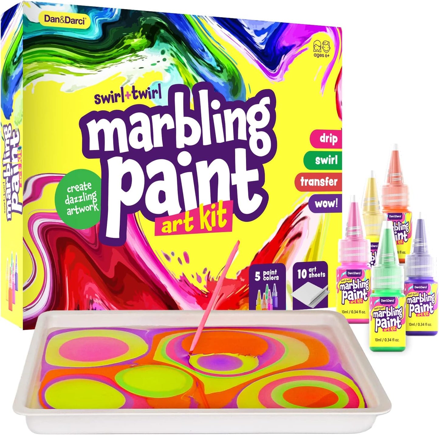 Dan&Darci Marbling Paint Art Kit for Kids - Arts & Crafts