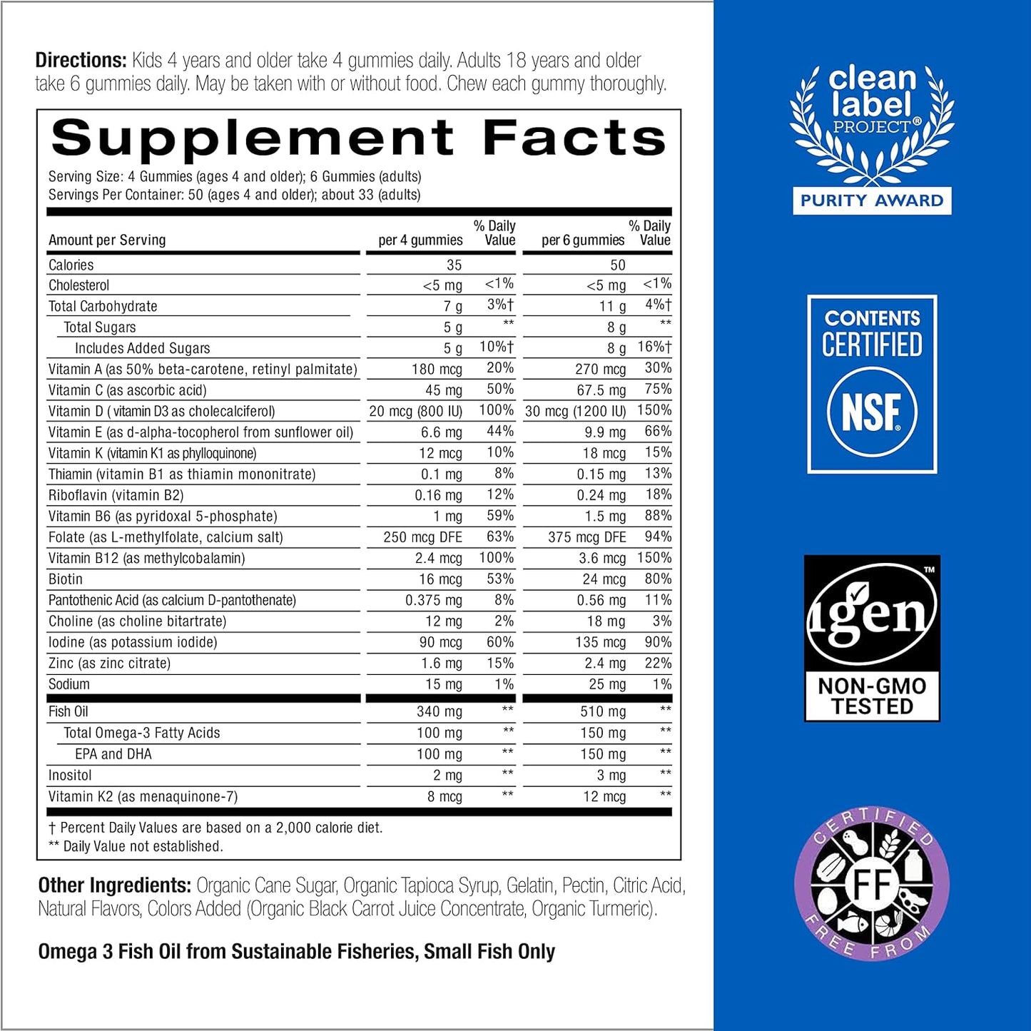 SmartyPants Daily Family Multivitamin Gummy: Vitamin C, Vitamin D3, & Zinc for Immunity 200 count