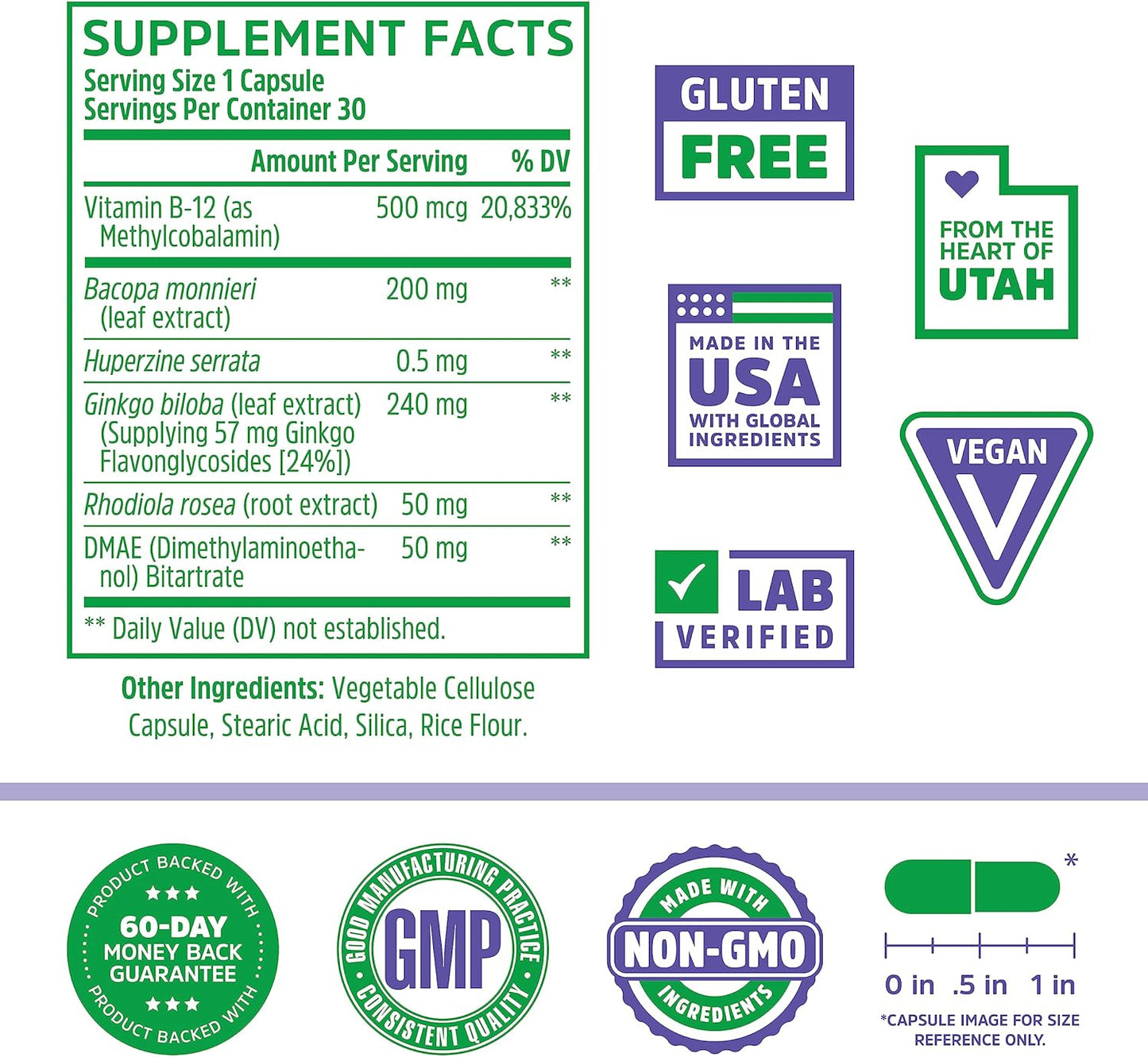 Zhou Neuro Peak Brain Support Memory, Focus & Clarity 30 VegCaps