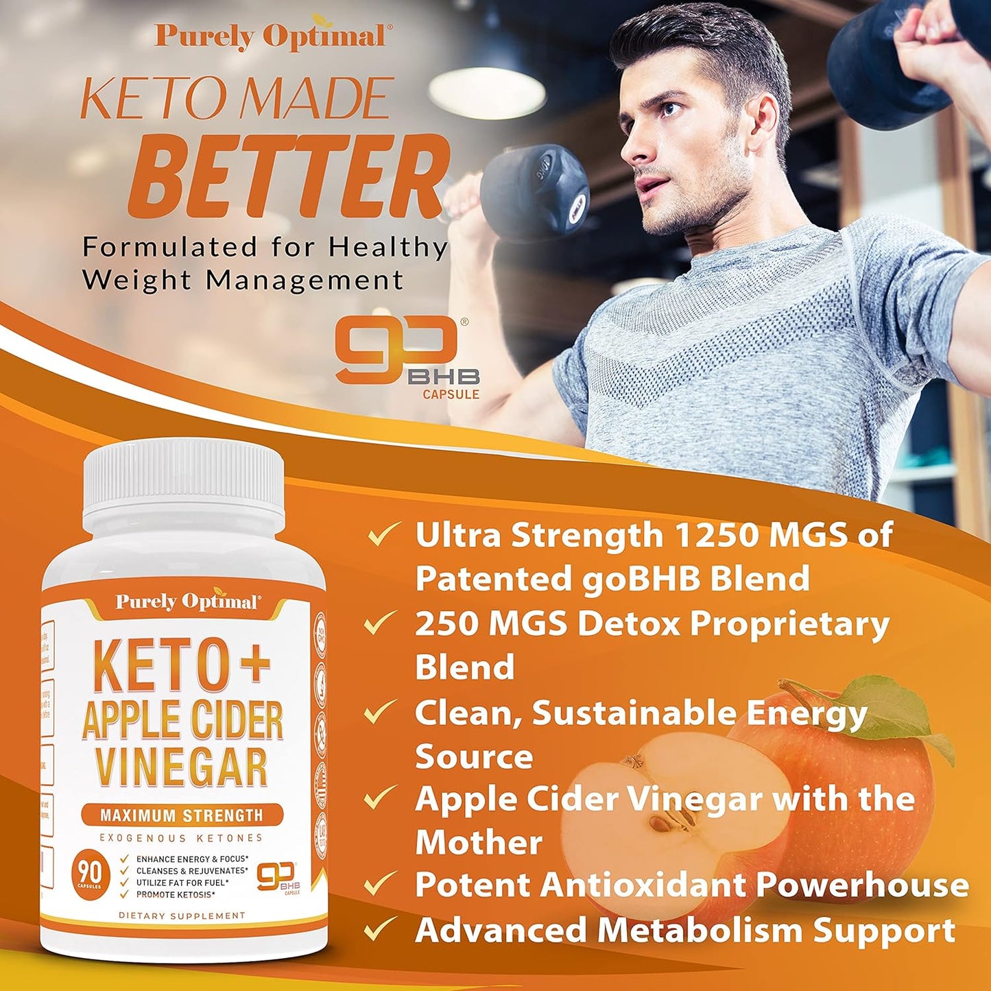 Premium Keto Pills + Apple Cider Vinegar Capsules with Mother - 90 capsules