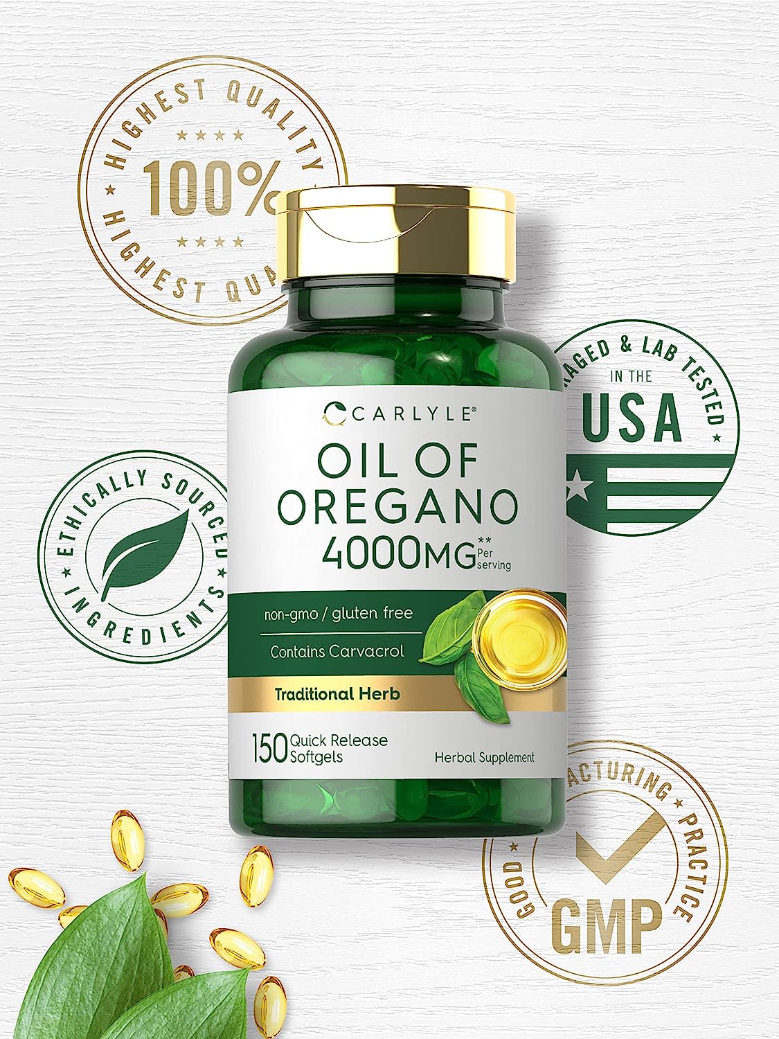 Carlyle Oregano Oil Extract  Max Potency 150 Softgel