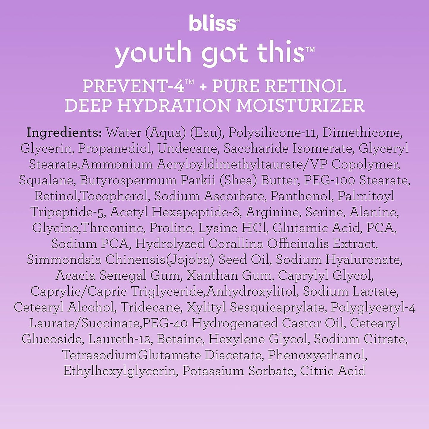 bliss Youth Got This and Pure Retinol Deep Hydration Moisturiser