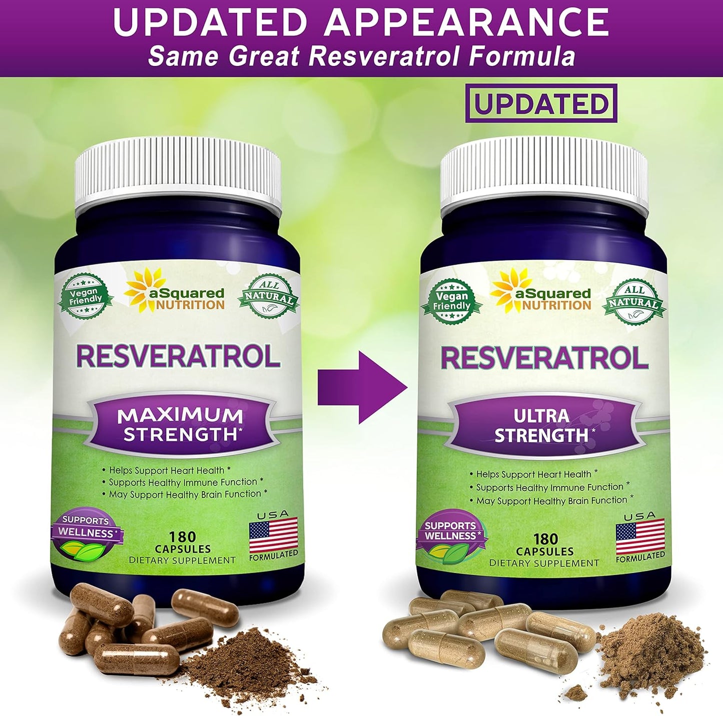 100% Natural Resveratrol - 1000mg Per Serving Max Strength (180 Capsules)