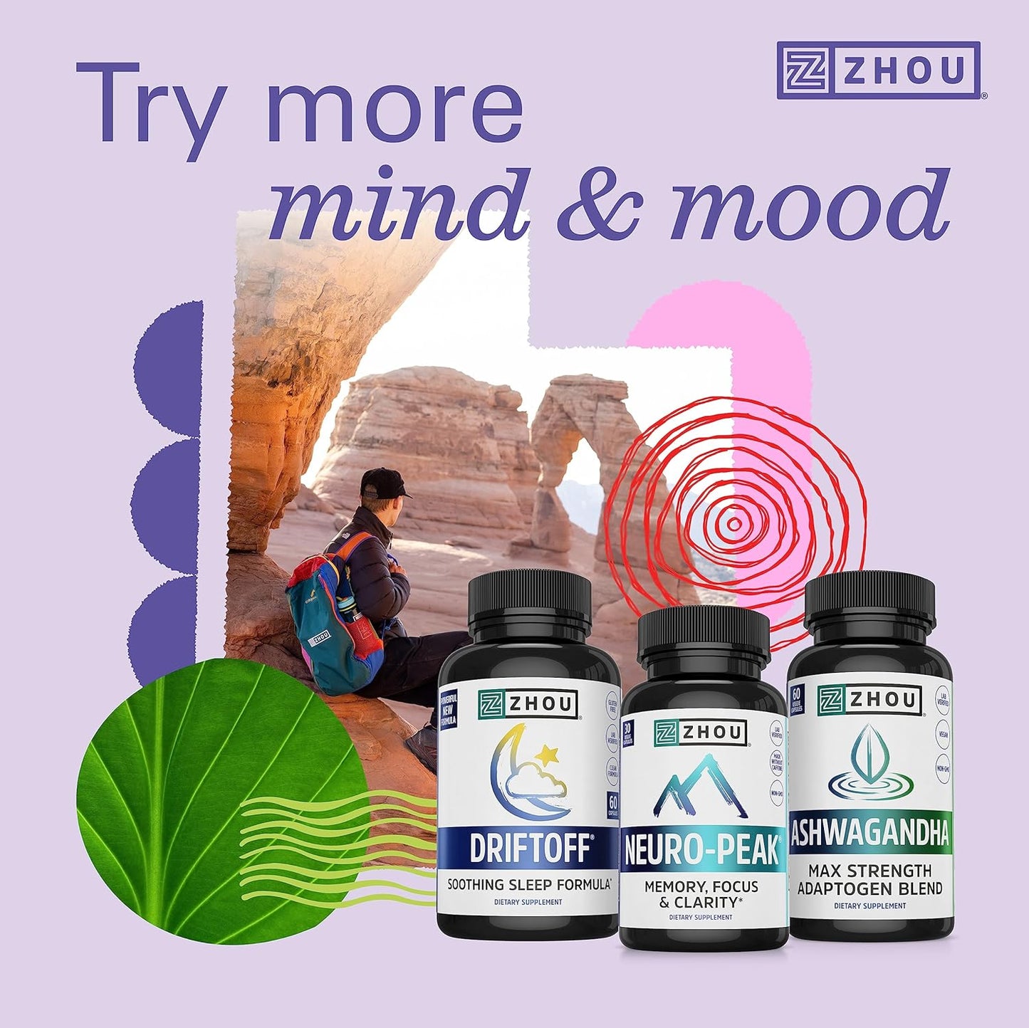 Zhou Calm Now Soothing Support with B Vitamins 60 VegCaps