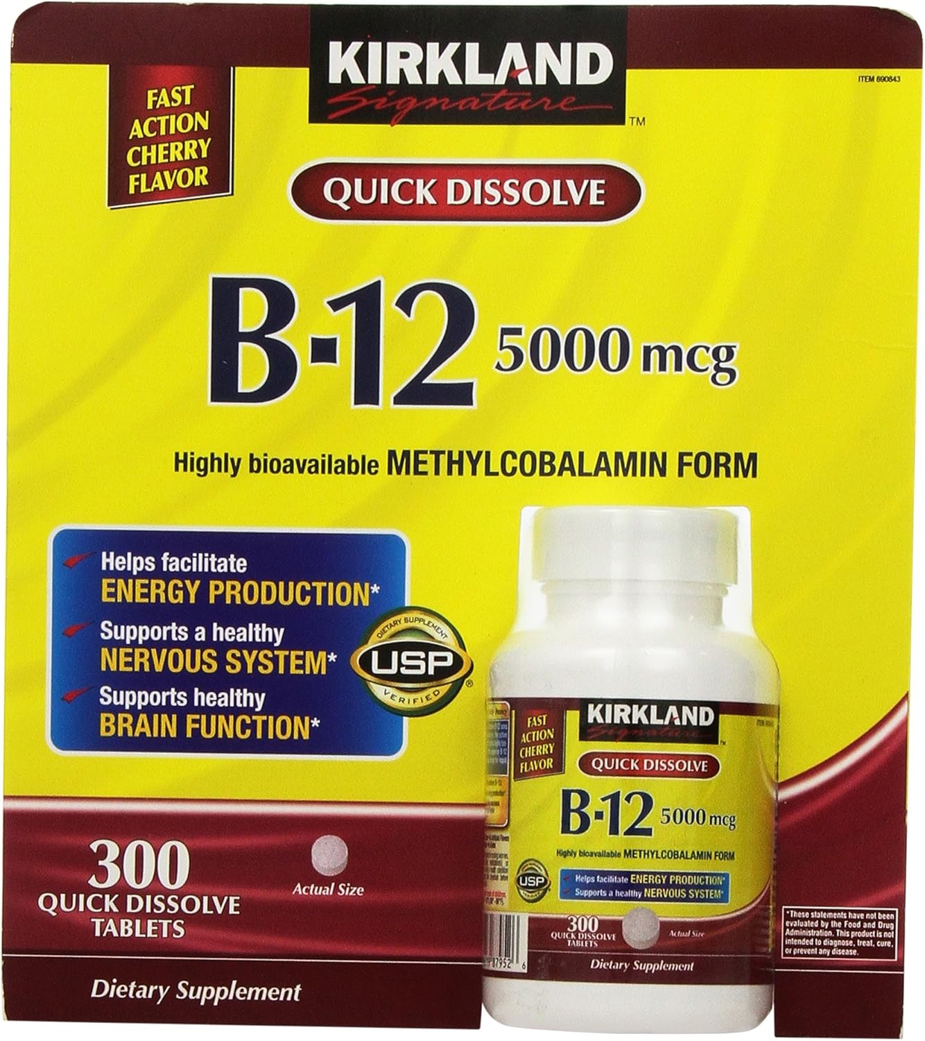 Kirkland Signature Quick Dissolve B-12 5000 mcg, 300 Tablets