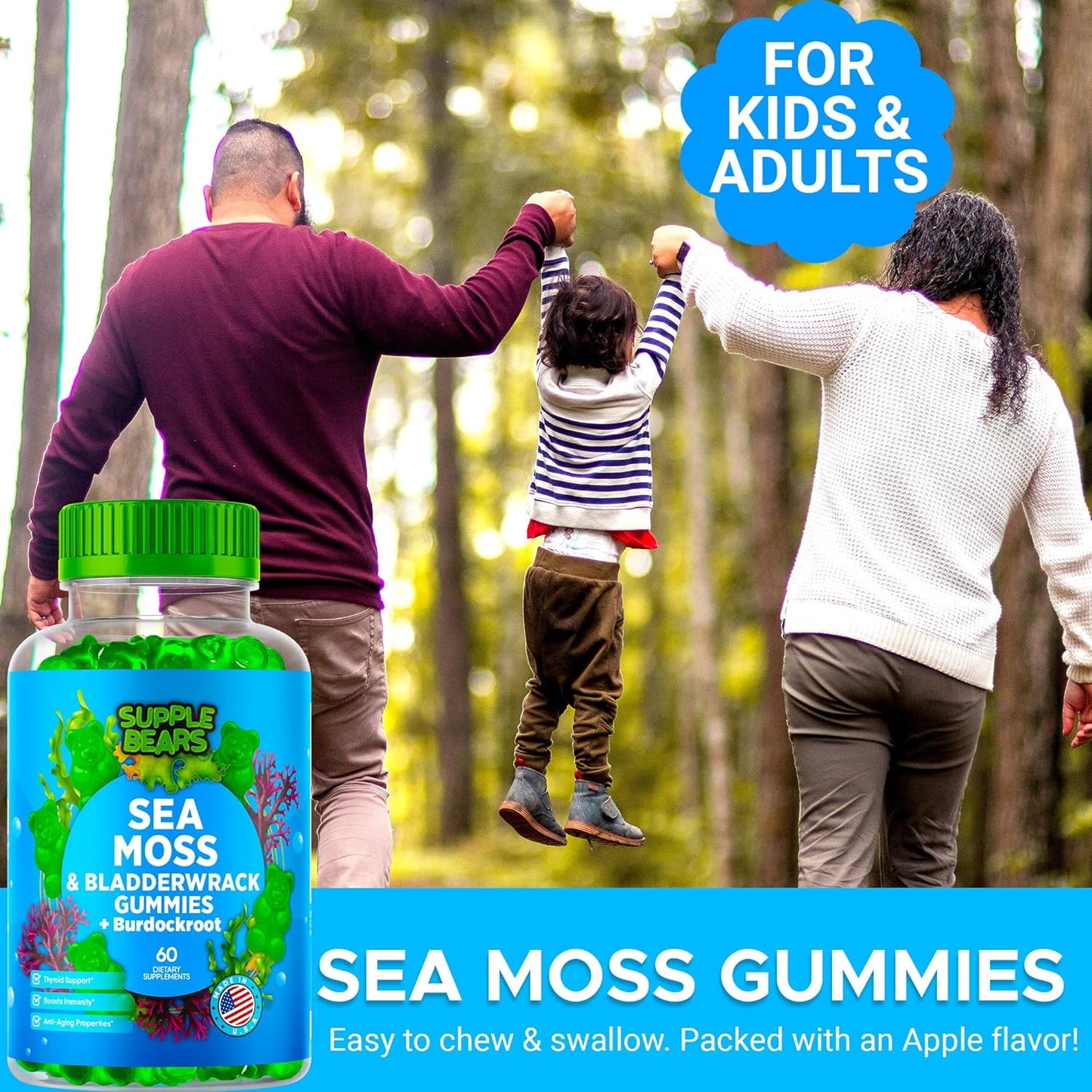 Supplebears Sea Moss  Burdock Root + Bladderwrack 60 Gummies