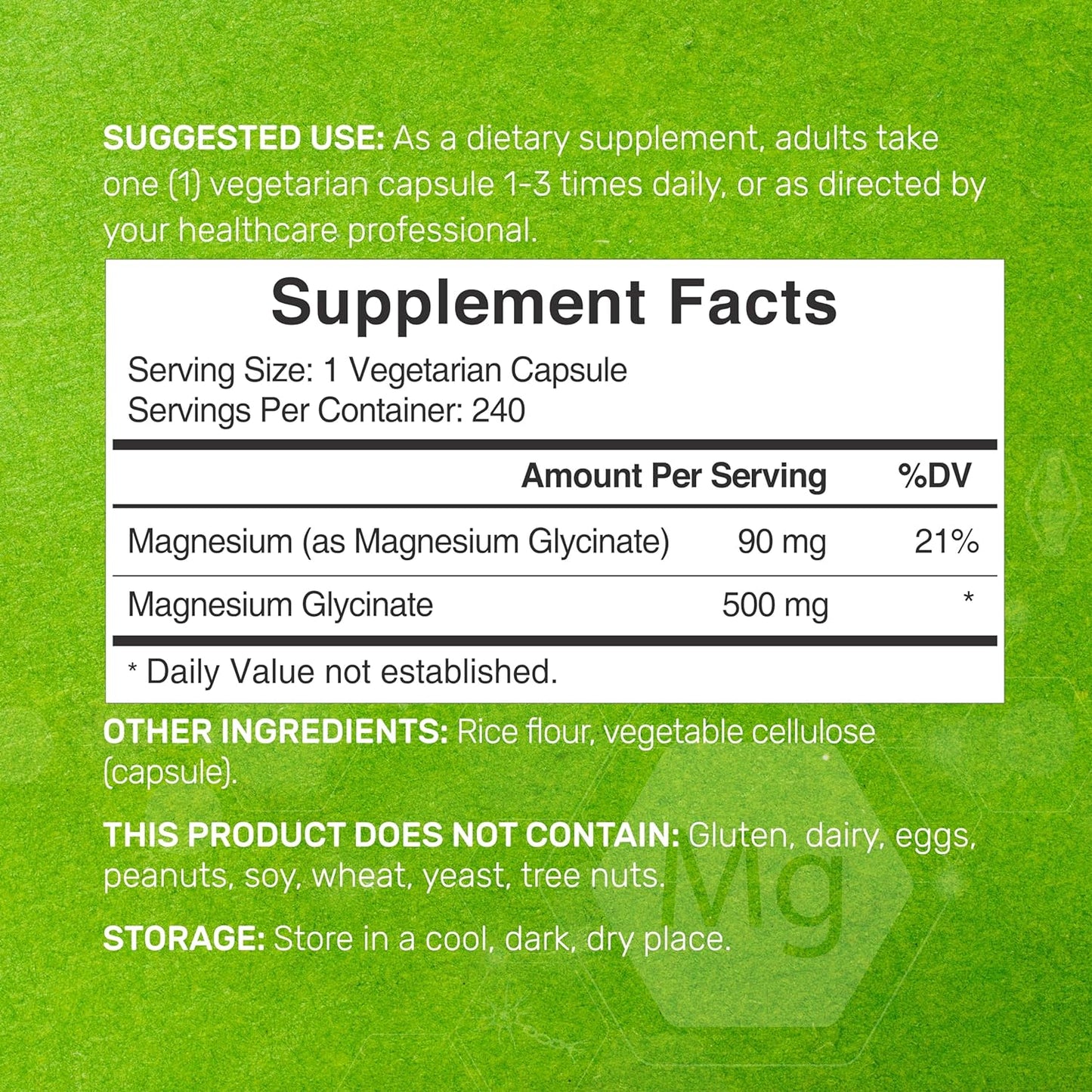 Magnesium Glycinate  240 Veggie Capsules