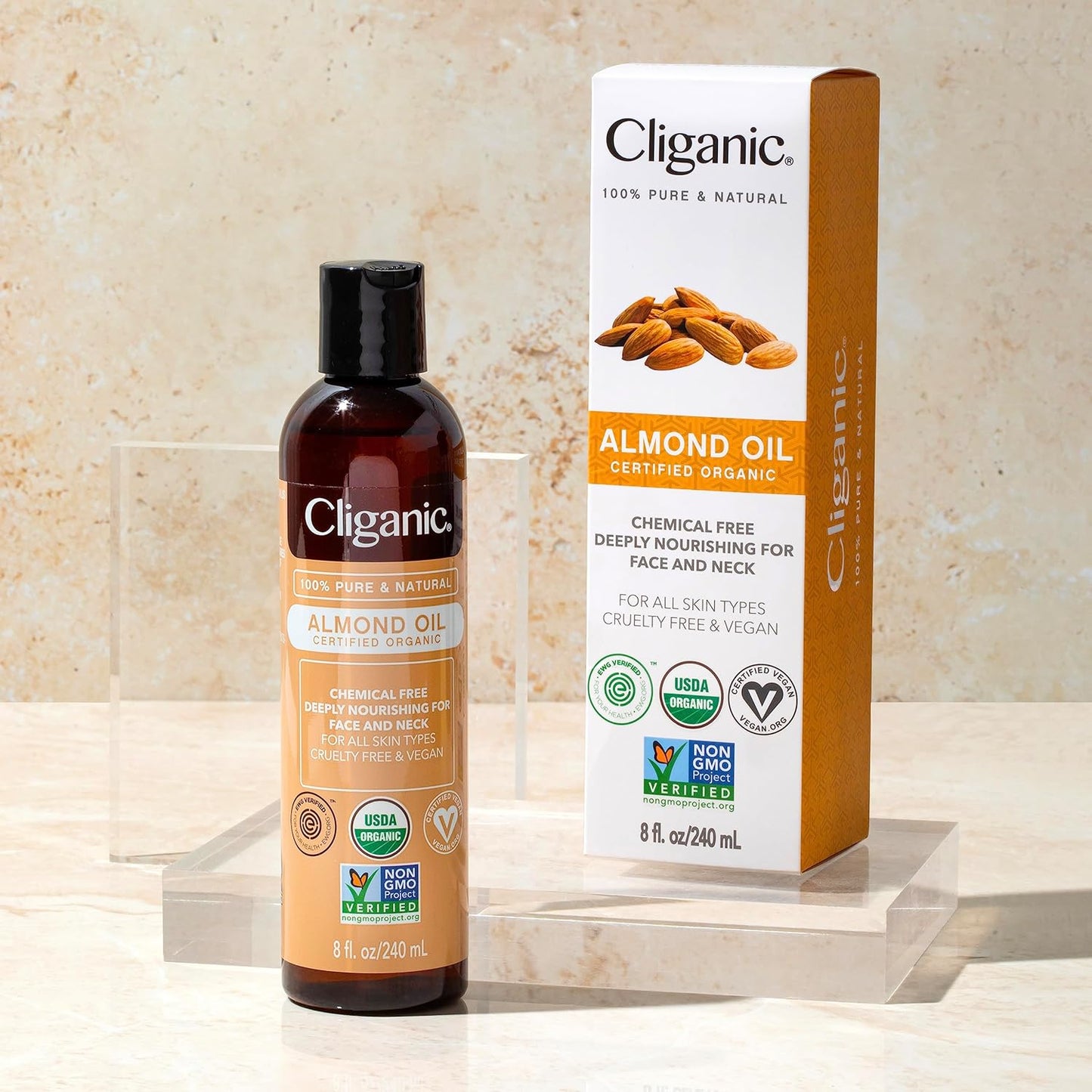 Cliganic Organic Sweet Almond Oil, 100% Pure (8oz)