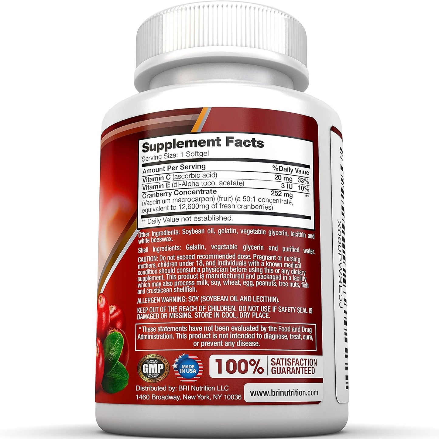 BRI Nutrition 3X Strength  Maximum Strength Cranberry 90 Softgels