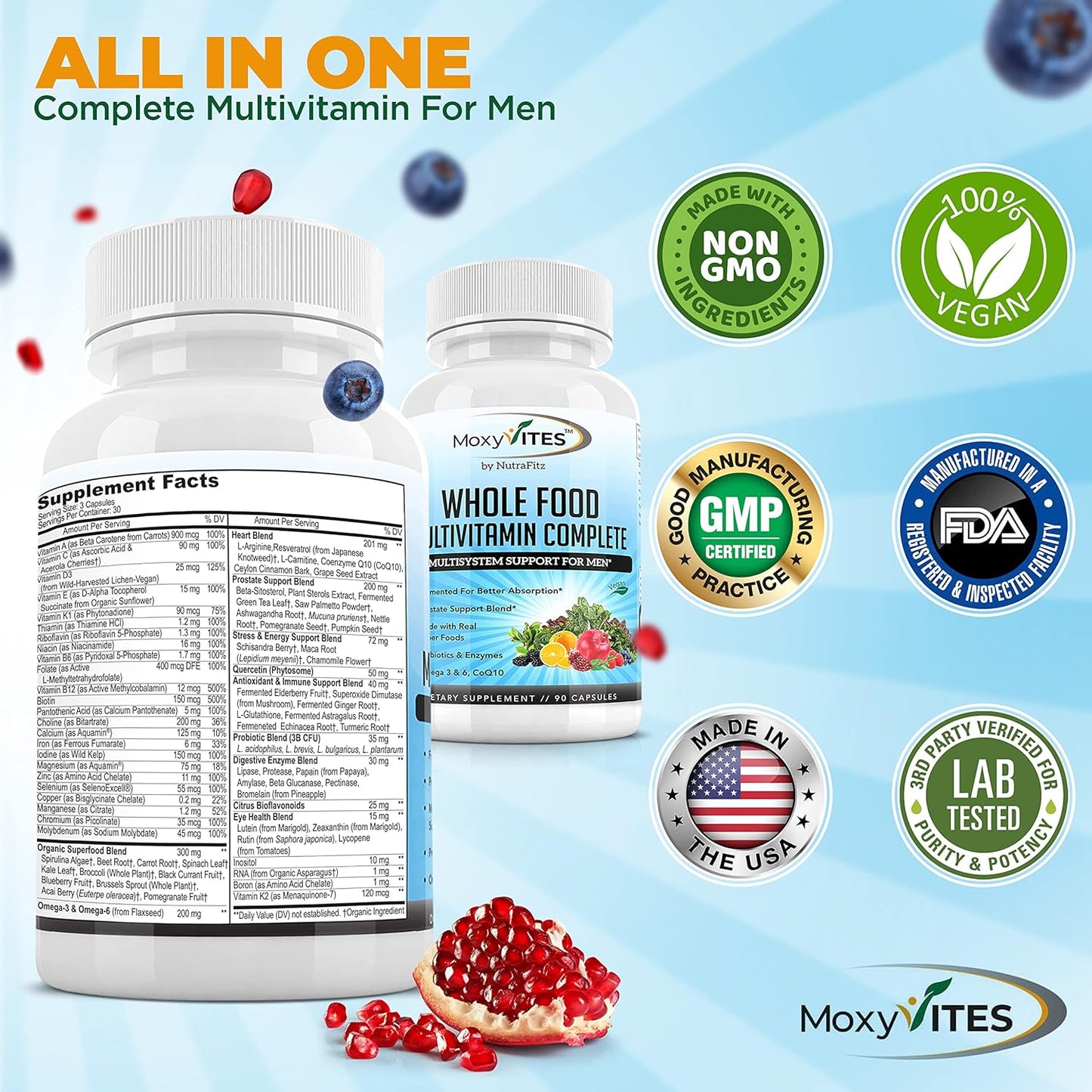 MoxyVites Whole Food - Multivitamin Daily Mens Vitamins