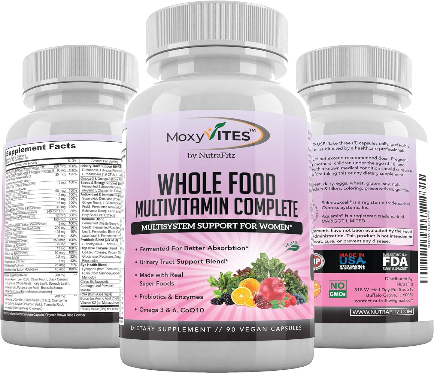 MoxyVites Daily Multivitamin for Women with Iron 90 Vegan Caps