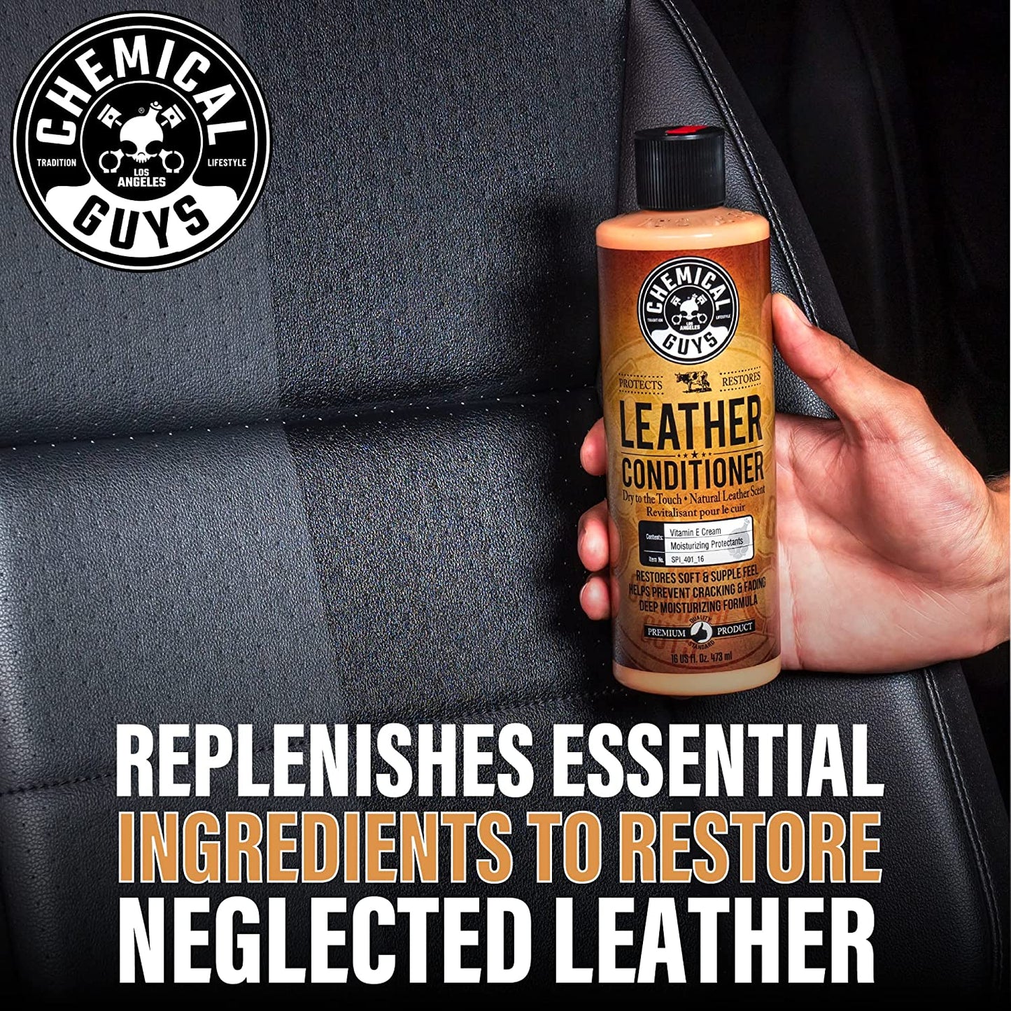 Chemical Guys SPI_109_16 Leather Cleaner and Leather Conditioner Kit for Use on Leather Apparel, Furniture, Car Interiors, Shoes, Boots, Bags & More (2 - 16 Oz Bottles)