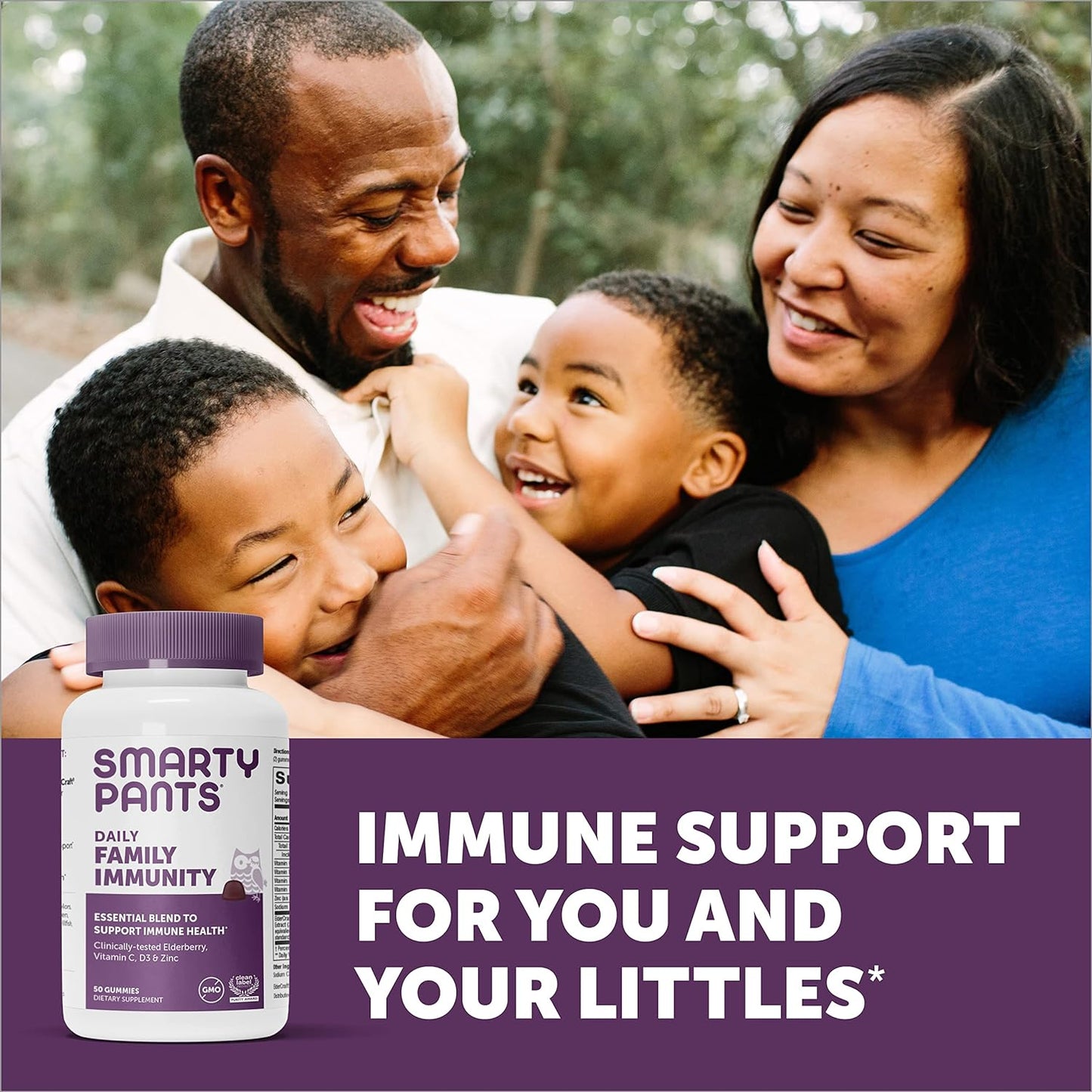 SmartyPants Immune Support Supplement: Clinically Tested Elderberry Gummies  50 count