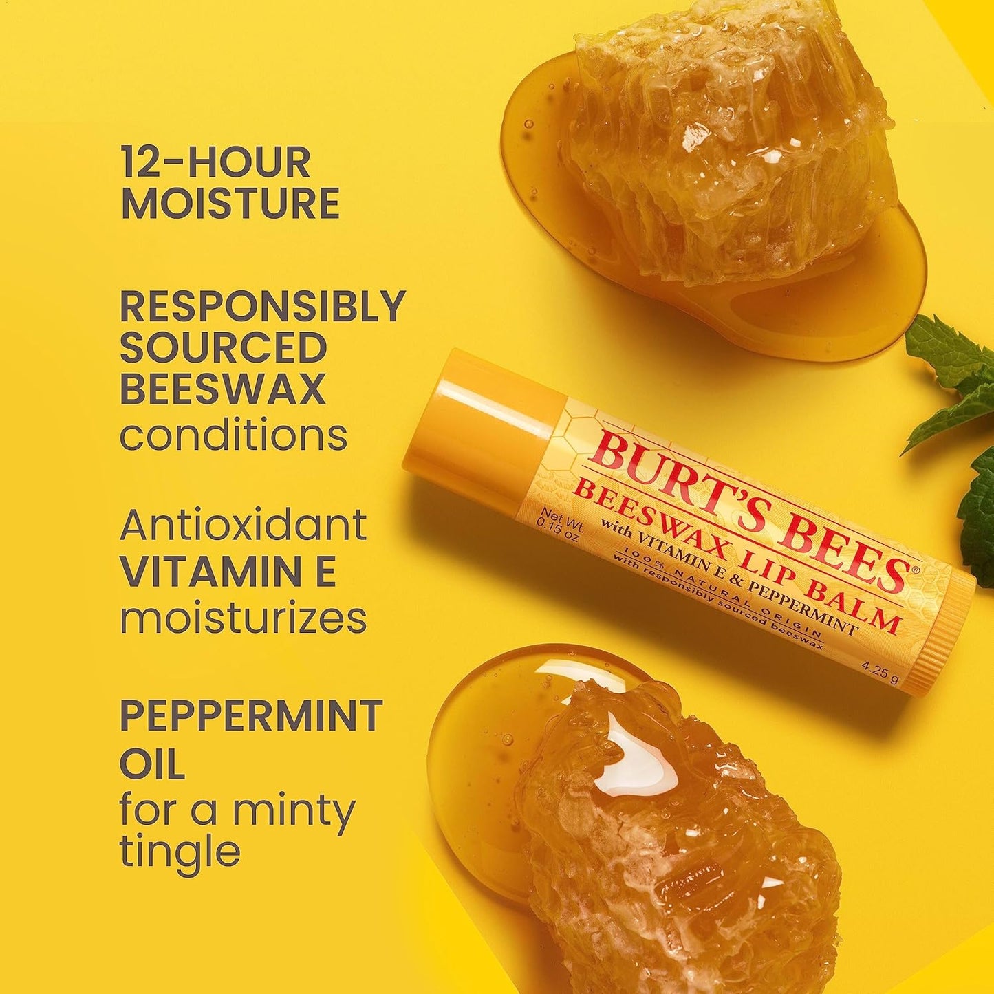 Burt's Bees Lip Balm - Original Beeswax , 4 Tubes, 0.15 oz.