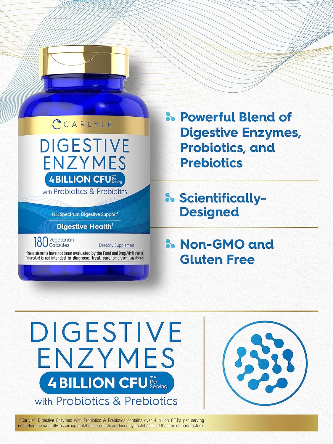 Carlyle Digestive Enzymes  with Probiotics & Prebiotics  180 Capsules