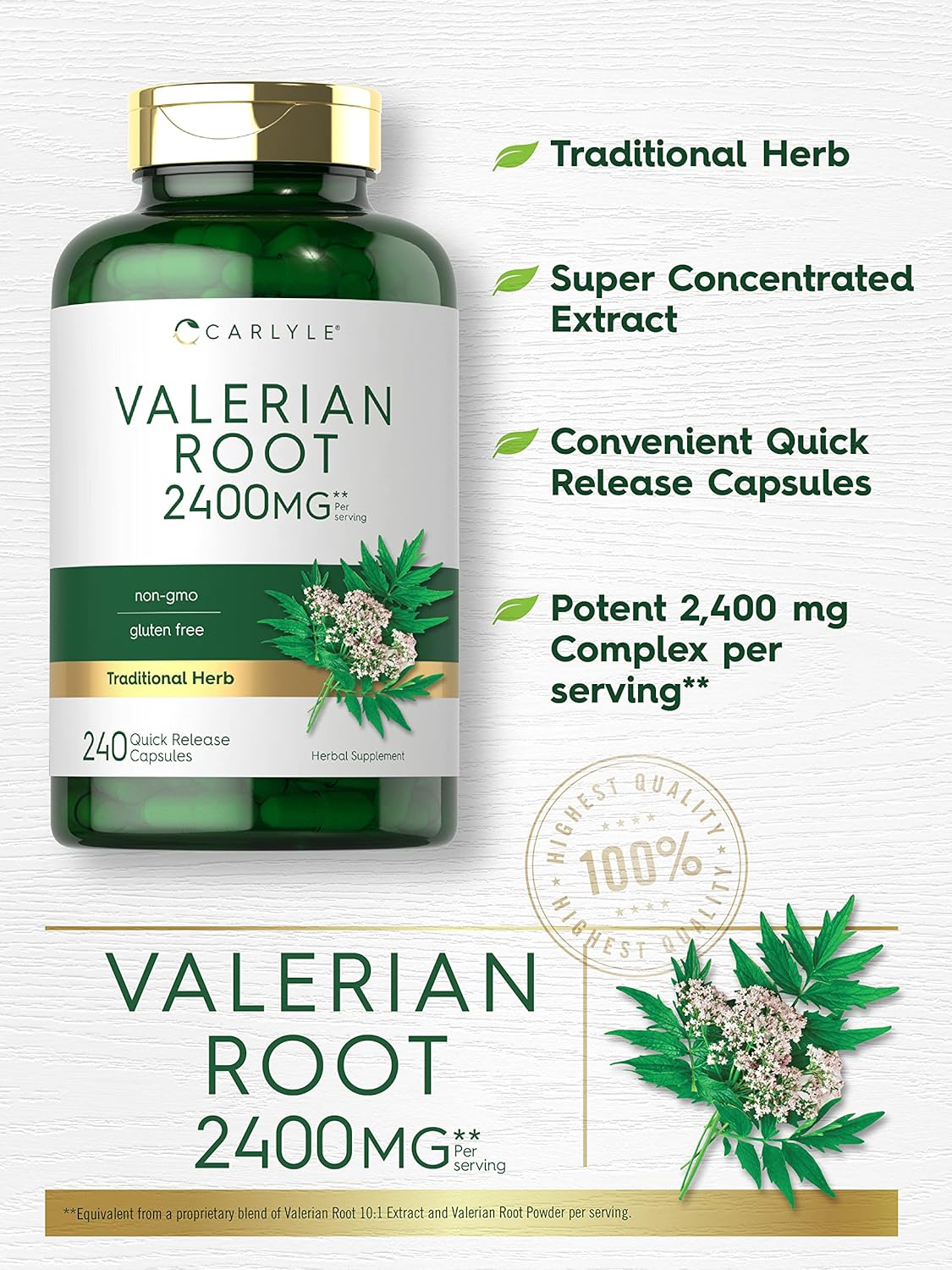 Carlyle Valerian Root Capsules  240 Count