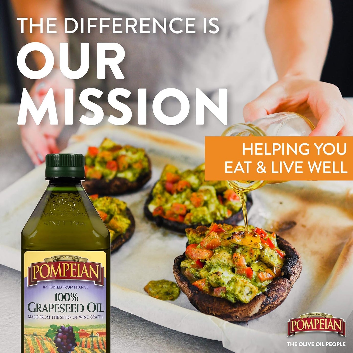 Pompeian 100% Grapeseed Oil, Light and Subtle Flavor 24 FL. OZ.