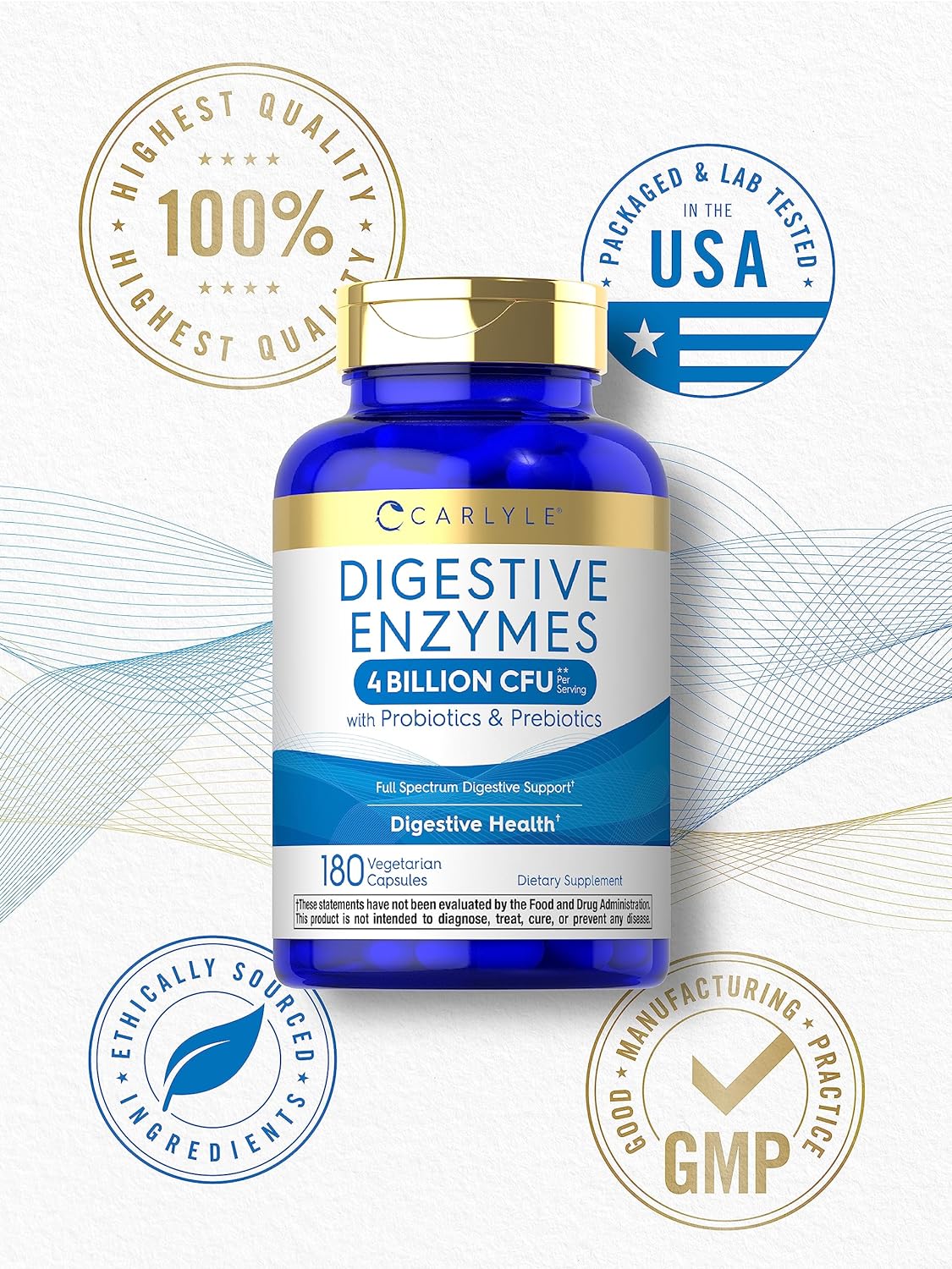 Carlyle Digestive Enzymes  with Probiotics & Prebiotics  180 Capsules