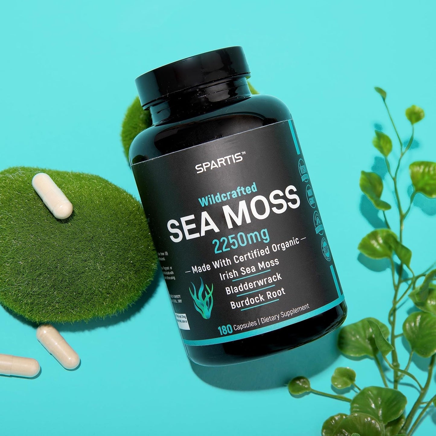 Certified Organic Sea Moss Capsules 2250mg - 180 capsules