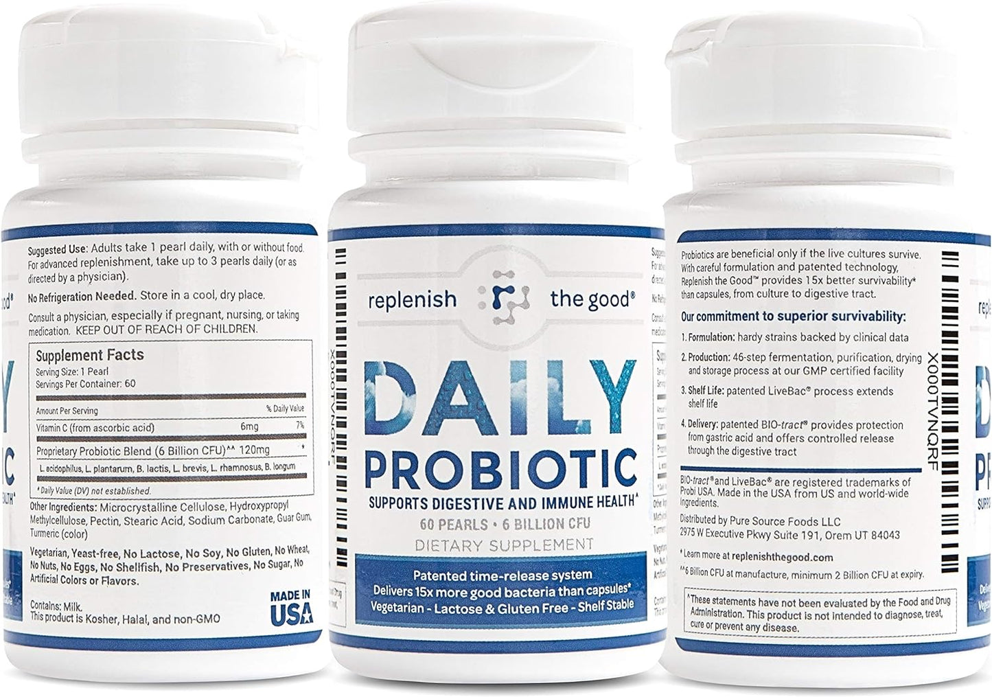 Replenish the Good Daily Adults’ Probiotic | Vegan Supplement 60 count