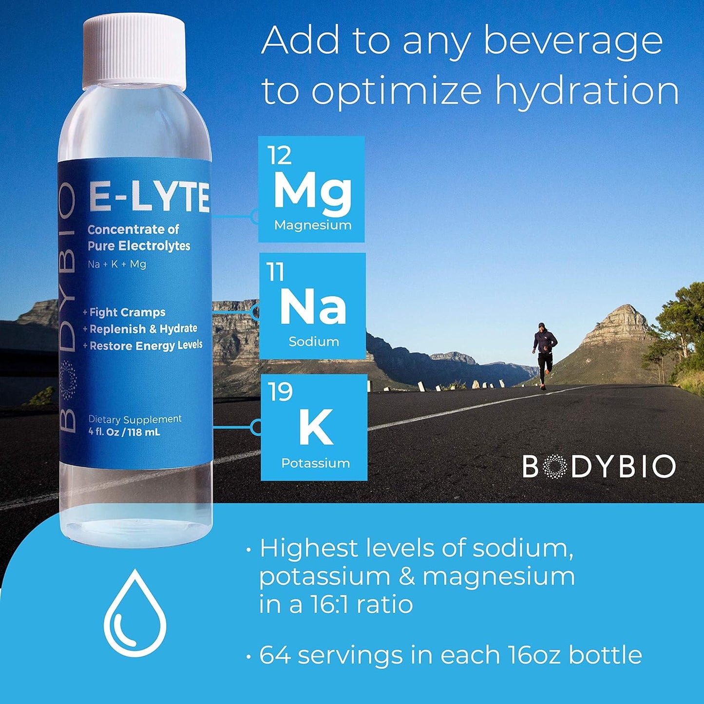 BodyBio Electrolytes Liquid for Hydration - 16 oz Concentrate