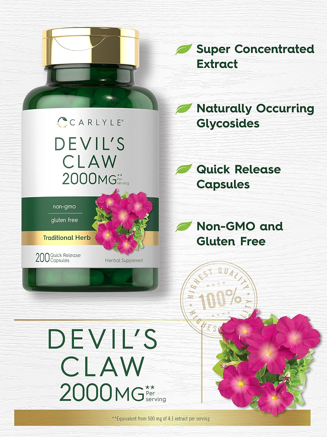 Carlyle Devils Claw 2000 mg  200 Capsules