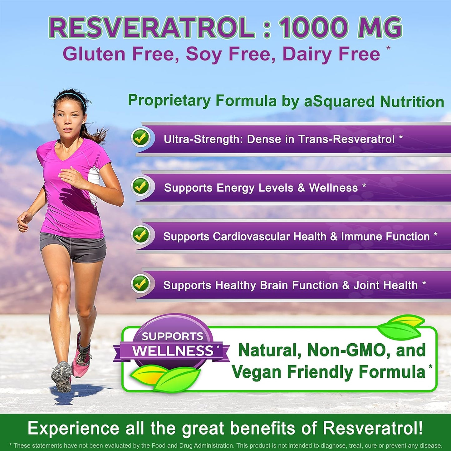 100% Natural Resveratrol - 1000mg Per Serving Max Strength (180 Capsules)