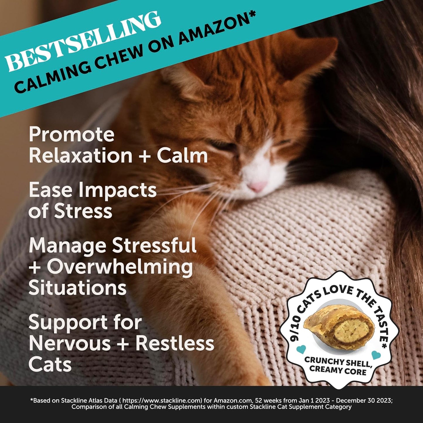 Pet Honesty Calming Chews for Cats - Cat Anxiety Relief + Helps Reduce Stress (30-Day Supply)