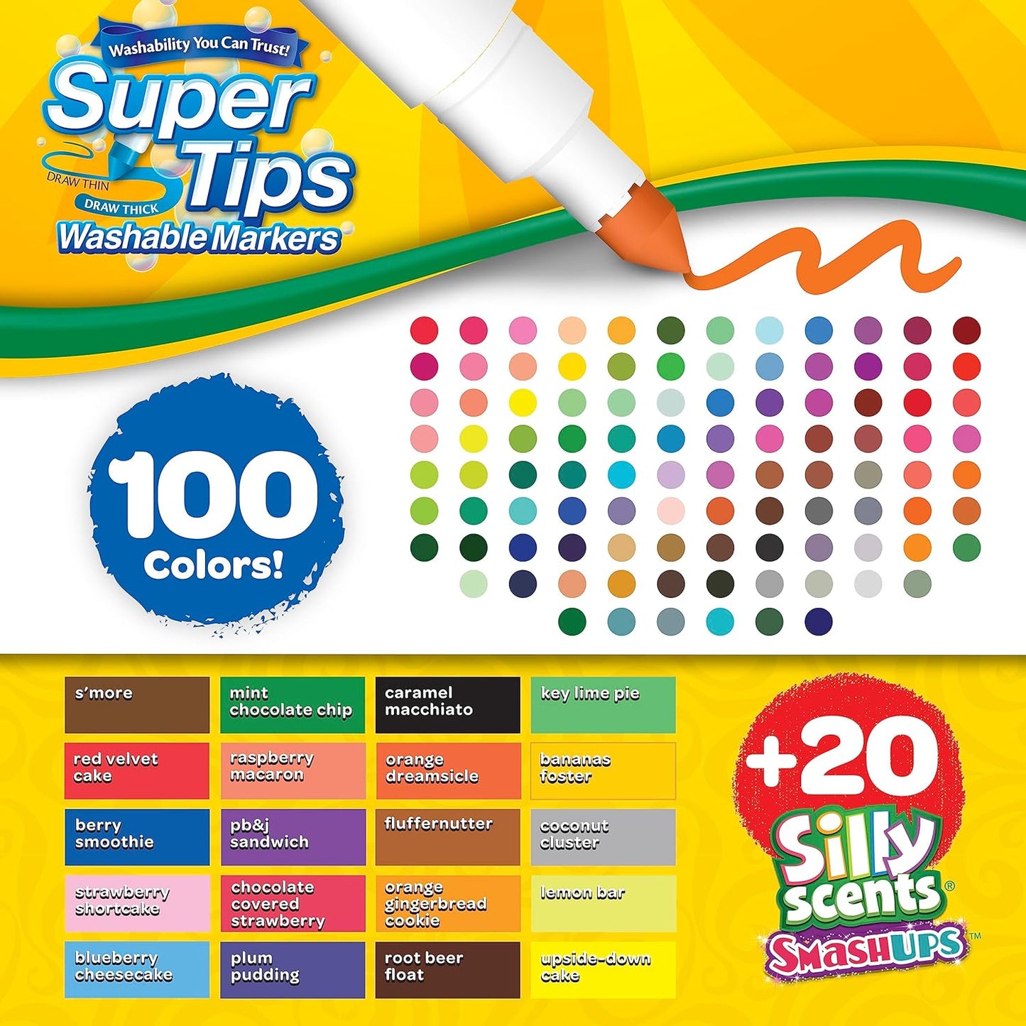 Crayola Super Tips Marker Set (120ct), Washable Markers for Kids