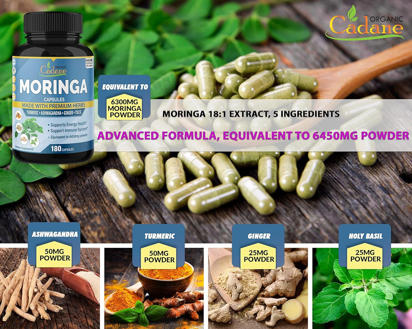 Organic Moringa Extract Capsules 180 Capsules