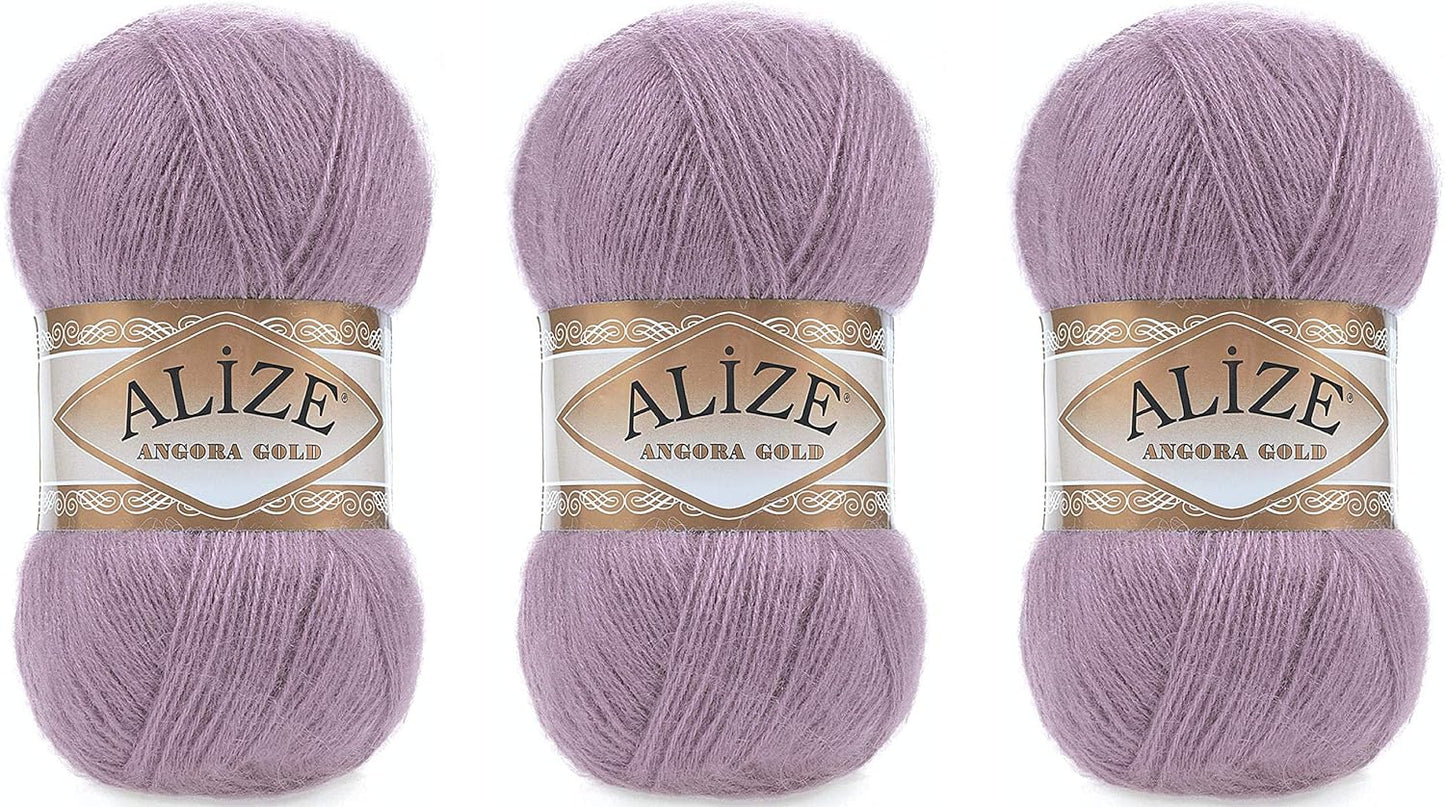 Alize Angora Gold Yarn 20% Wool 80% Acrylic Lot of 3skn 300gr 1805yds Thread