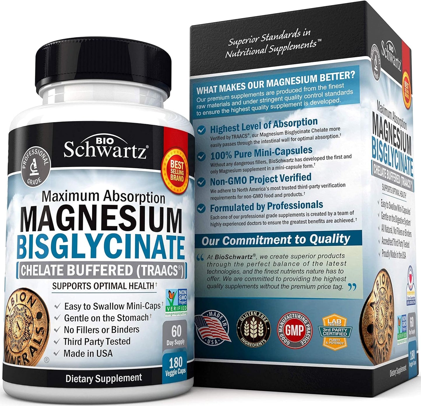 Magnesium Bisglycinate 100% Chelate No-Laxative Effect