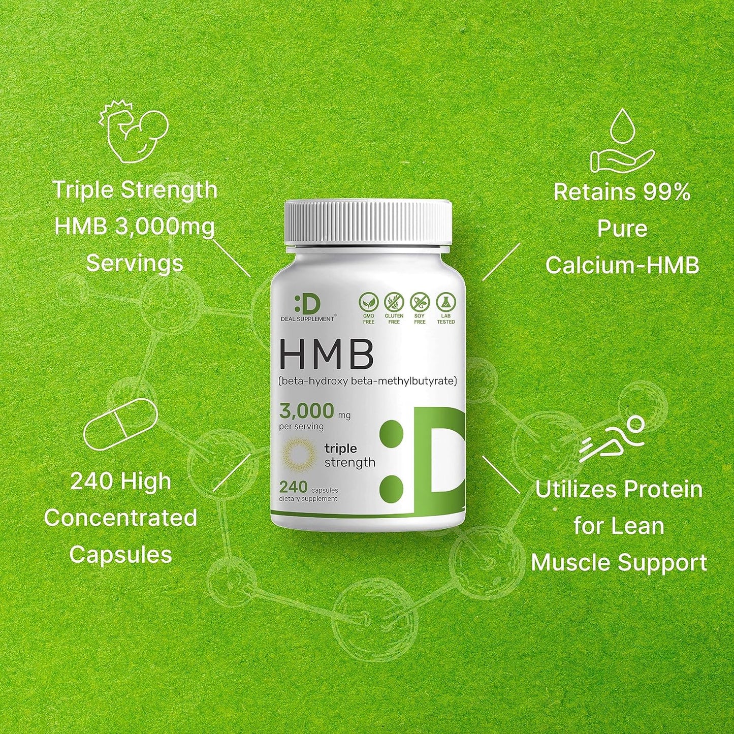 DEAL SUPPLEMENT Ultra Strength HMB Supplements  240 Capsules