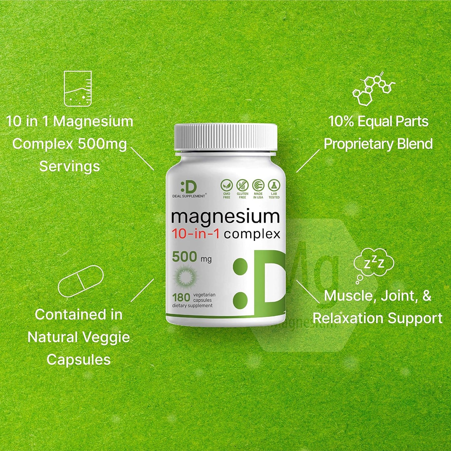 Magnesium Complex Supplement  180 Veggie Capsules