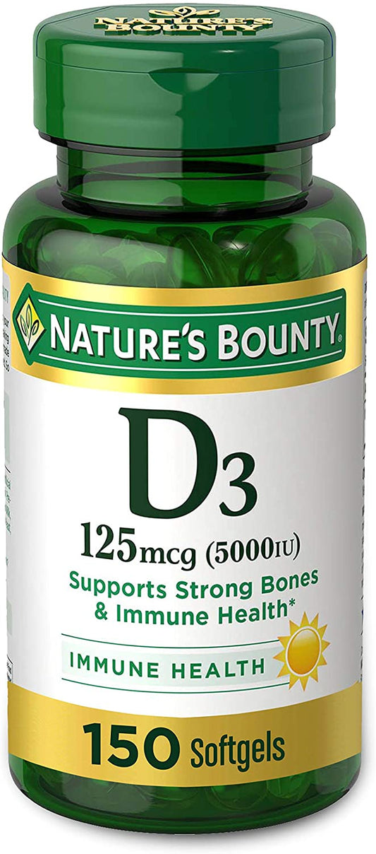 Nature's Bounty for immune support Vitamin D 125mg 5000IU, 150 Softgels