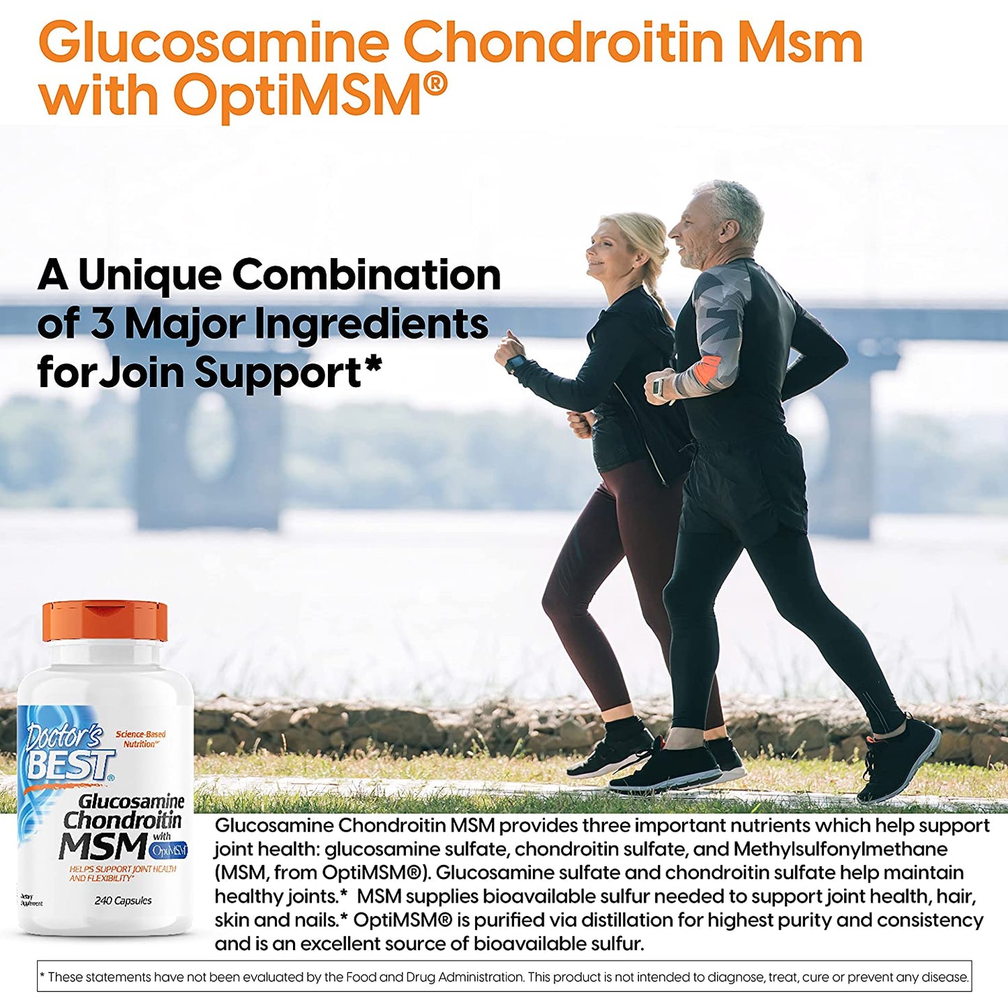 Doctor s Best Glucosamine/Chondroitin/MSM, Capsules, 240-Count