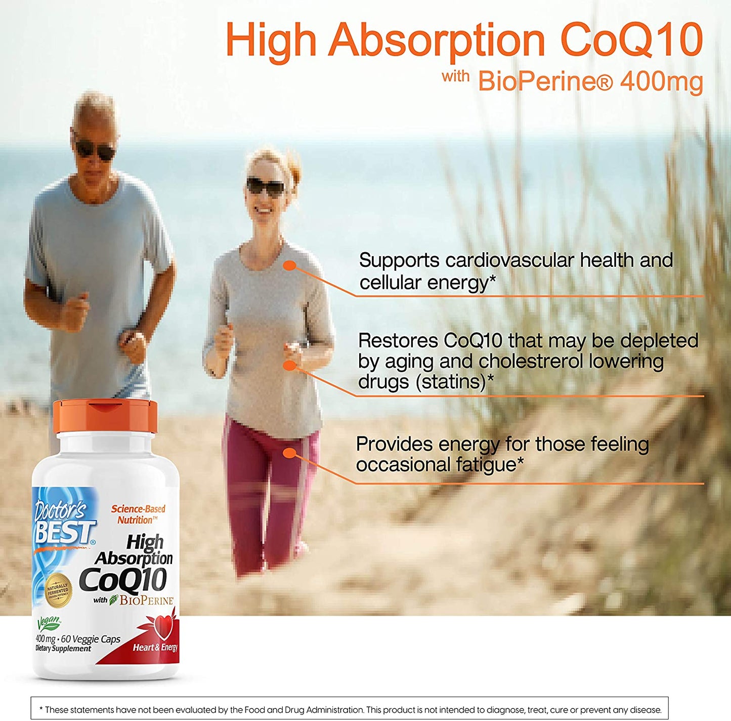 Doctors Best High Absorption CoQ10 (400 mg), 60 Veggie Caps