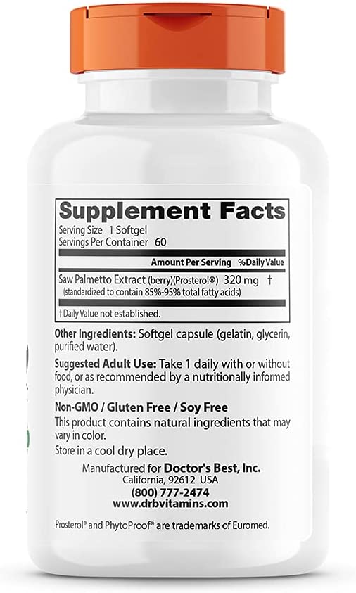 Doctor's Best, Saw Palmetto, 320 mg, 60 Softgels