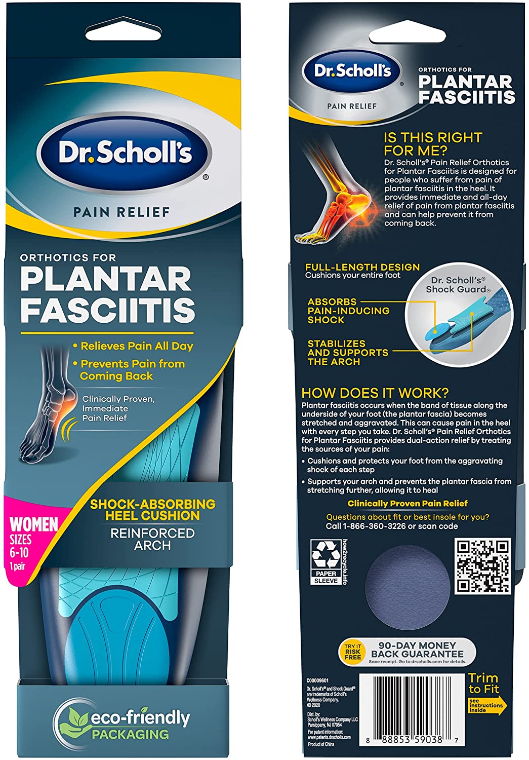 Dr. Scholl’s Plantar Fasciitis Pain Relief Orthotics /Clinically Proven Relief and Prevention of Plantar Fasciitis Pain for Women's 6-10