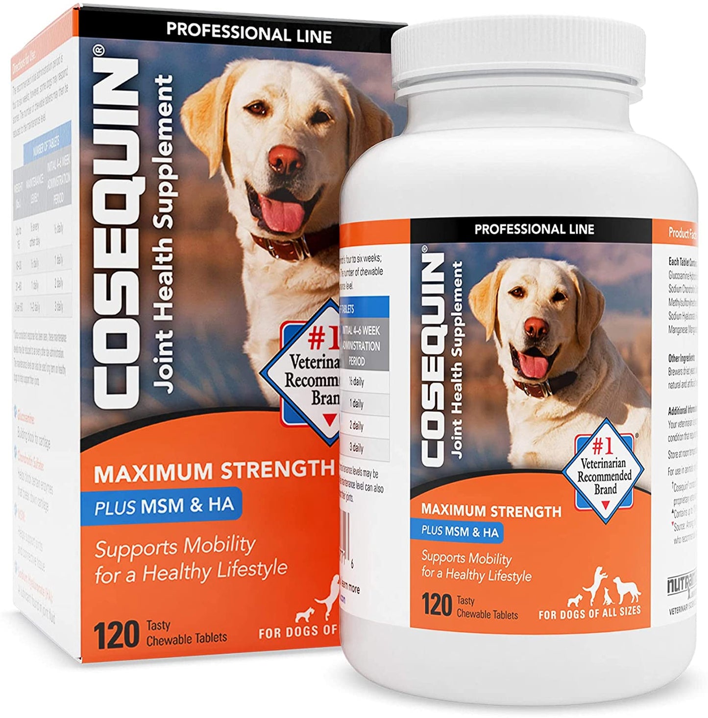 Cosequin DS Maximum Strength Plus MSM & Omega-3's Chewable Tablets, Count of 120, 120 CT