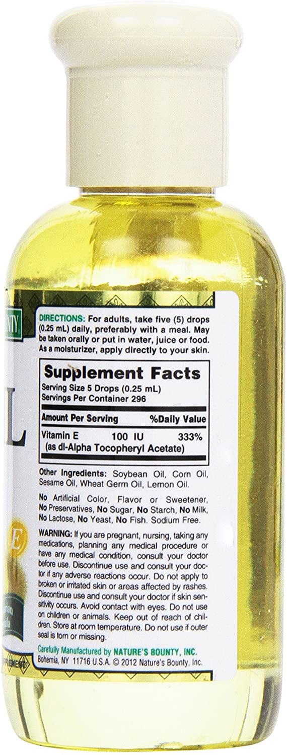 Nature's Bounty Vitamin E Oil 30,000IU Vitamin E, Topical or Oral oil, 2.5 Fl Oz