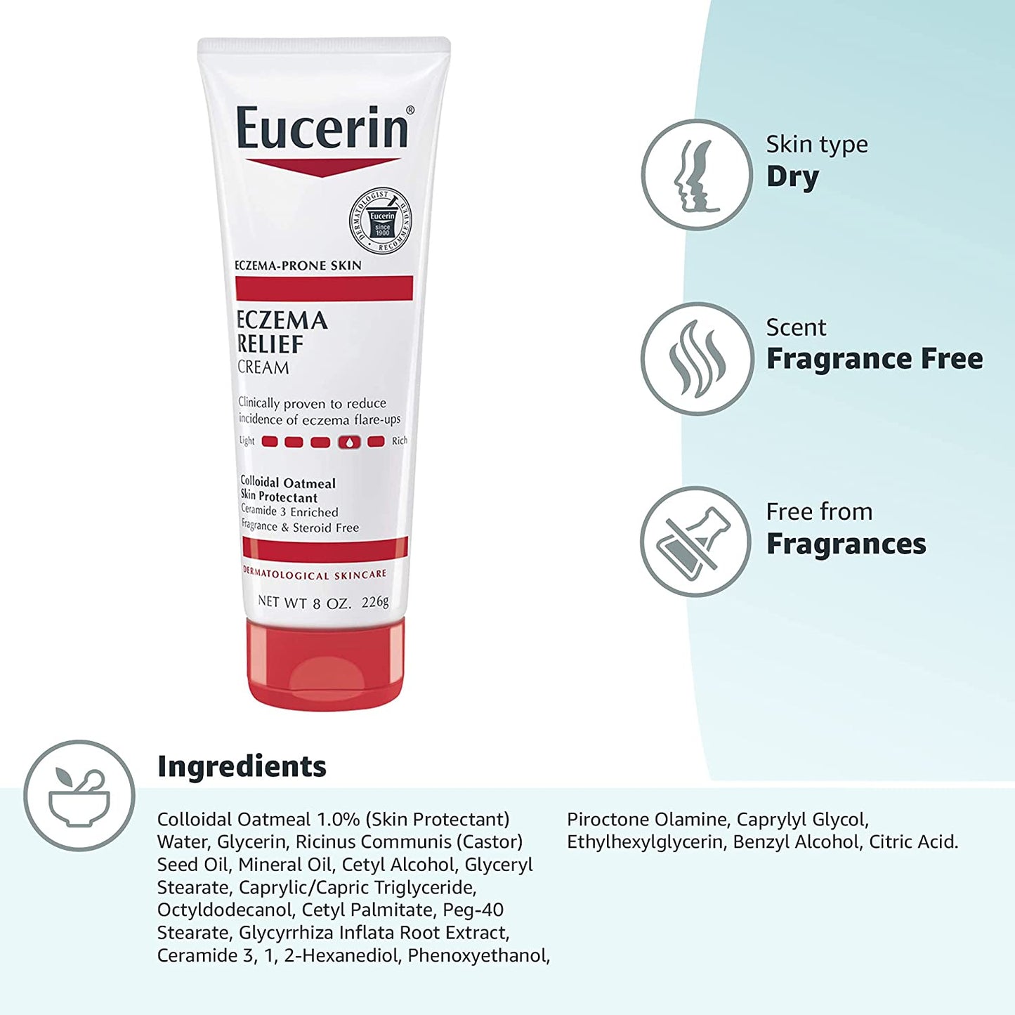 Eucerin Body Cream for Relieves Dry, Itchy, Irritated Skin of Eczema (Dry Skin) 8.0 Ounce