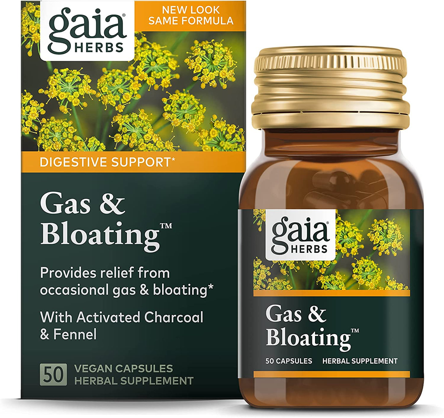 Gaia Herbs Gas and Bloating Dietary Supplement Capsules, 50 Count