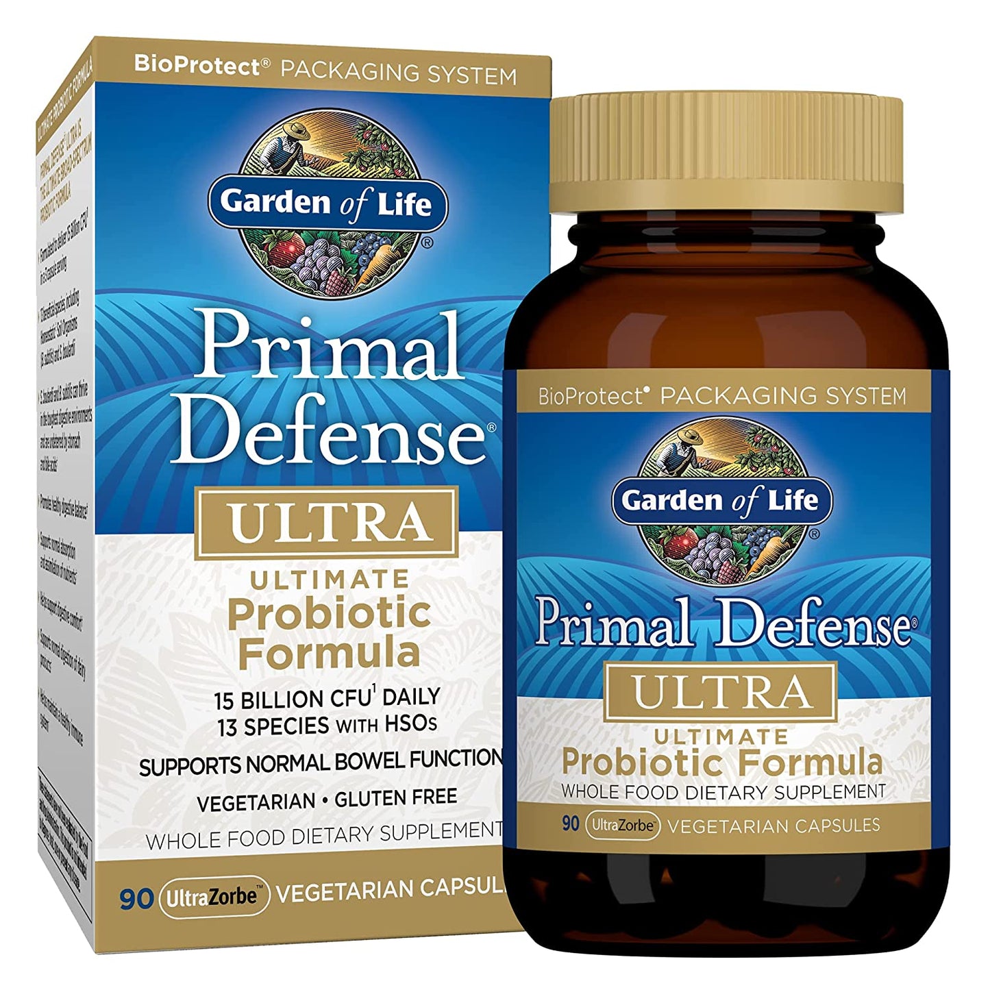 Garden of Life Whole Food Primal Defense Ultra Ultimate Probiotic Dietary Supplement for Digestive and Gut Health, 90 Count