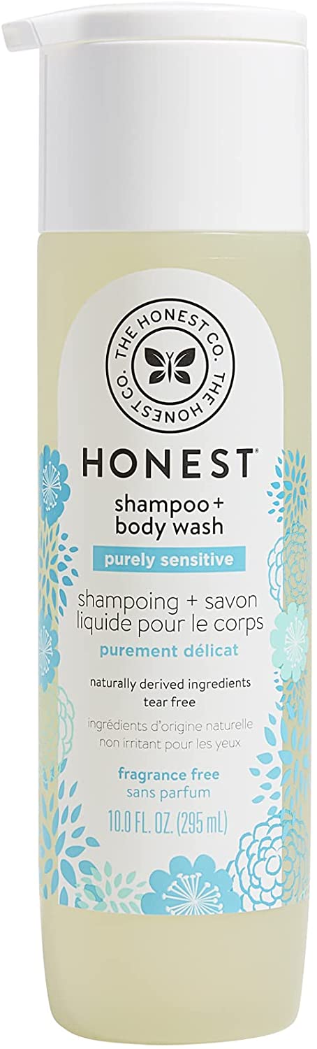 Honest Purely Simple Hypoallergenic Shampoo and Body Wash for Sensitive Skin, Fragrance Free, 10 Fluid Ounce