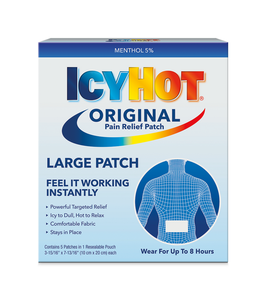 Icy Hot Medicated Patch Extra Strength Pain Relief Patch for Back or Large Area, 5 Count