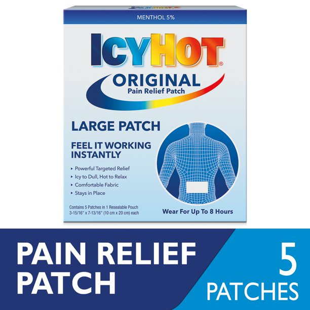 Icy Hot Medicated Patch Extra Strength Pain Relief Patch for Back or Large Area, 5 Count