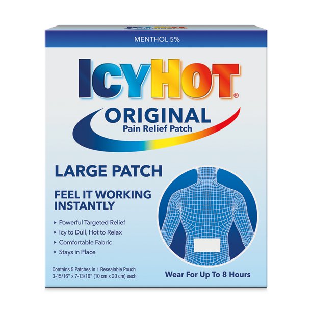 Icy Hot Medicated Patch Extra Strength Pain Relief Patch for Back or Large Area, 5 Count